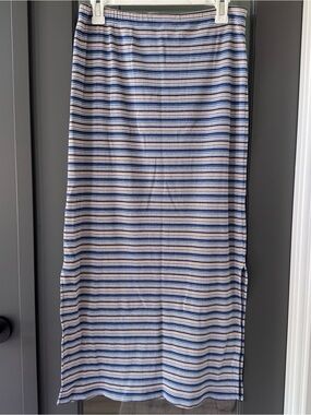 Fiorlini International Striped Blue & White Midi Skirt 90s Butter Mom